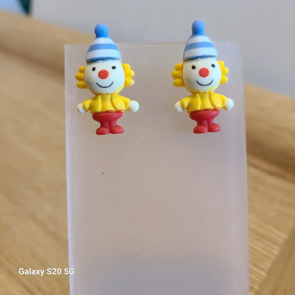 Handmade Clown‎ Earrings and Keychain Set Kids Jewelry Fun Novelty Cute
